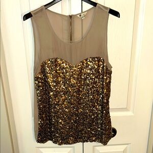 KUT Gold Sequin Top SZ L back zipper